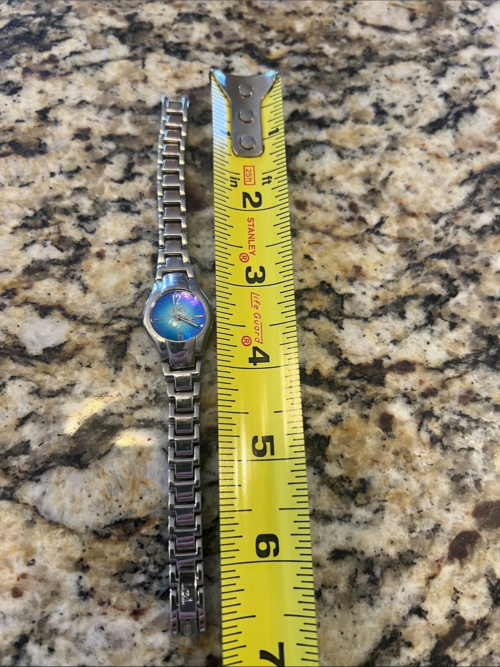 Iei Vintage Small Silver-Link Watch with Blue-Green Dial - Picture 13 of 14